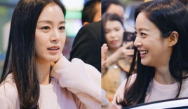 Nữ thần sắc đẹp xứ Hàn Kim Tae Hee đẹp rạng rỡ, được cả đội vệ sĩ hùng hậu hộ tống tại sân bay Nội Bài