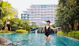 MC Thảo Vân được khen như gái 18 khi lần hiếm hoi diện đồ bơi, Công Lý phản ứng bất ngờ