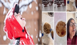 Cô gái gây hoang mang khi xúc tuyết ngoài đường rồi đổ nước ngọt vào để thưởng thức 