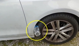 Mánh khóe trộm tinh vi mới khiến chủ xe khó nhận ra: Nhét chai nước vào lốp để cướp tiền 