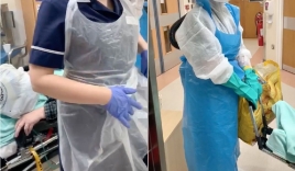 Hình ảnh y tá Anh chỉ mặc tạp dề chăm bệnh nhân Covid-19 gây sốc