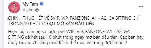 Mỹ Tâm chứng minh sức hút và đẳng cấp khi vừa mở bán trong 1 tiếng đã hết vé 1 Mỹ Tâm chứng minh sức hút và đẳng cấp khi vừa mở bán trong 1 tiếng đã hết vé 1