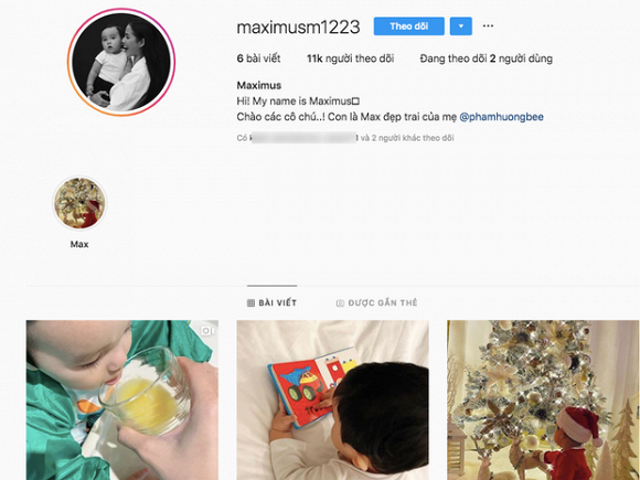 Instagram của con trai Phạm Hương cán mốc 11.000 lượt theo dõi 1