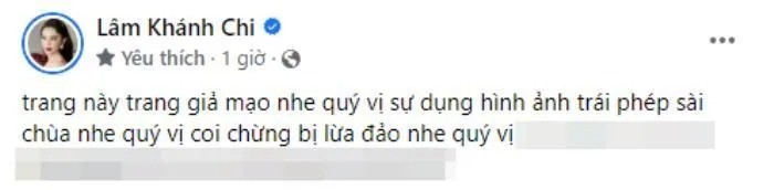 Thông báo của Lâm Khánh Chi khiến cho nhiều người chú ý (Ảnh: FBNV) Thông báo của Lâm Khánh Chi khiến cho nhiều người chú ý (Ảnh: FBNV)