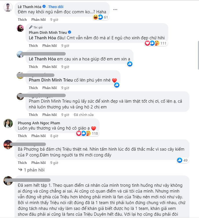 NTK Lê Thanh Hòa, Á hậu Phương Anh và CDM để lại bình luận dưới bài đăng của Minh Triệu (Ảnh: Chụp màn hình) NTK Lê Thanh Hòa, Á hậu Phương Anh và CDM để lại bình luận dưới bài đăng của Minh Triệu (Ảnh: Chụp màn hình)