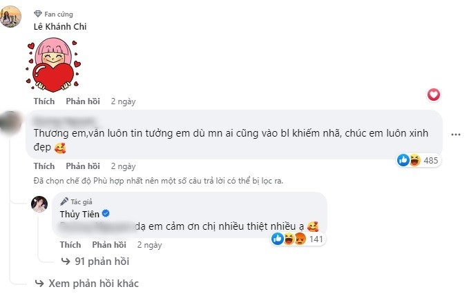 Bình luận của Khánh Chi - em chồng Thủy Tiên gây chú ý. Ảnh chụp màn hình. Bình luận của Khánh Chi - em chồng Thủy Tiên gây chú ý. Ảnh chụp màn hình.