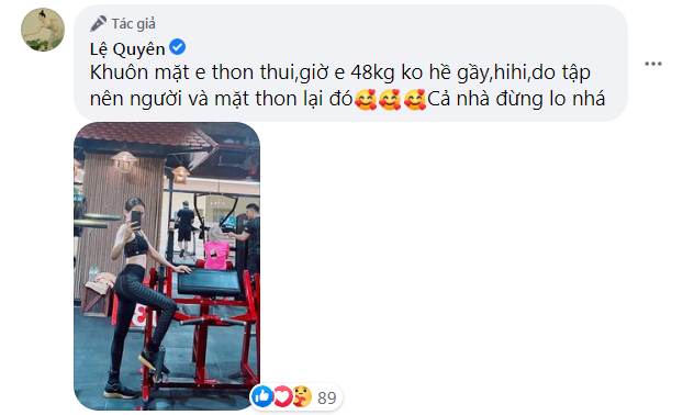 Trước nhiều lời chê bai, Lệ Quyên đã lên tiếng thanh minh. Ảnh FBNV Trước nhiều lời chê bai, Lệ Quyên đã lên tiếng thanh minh. Ảnh FBNV