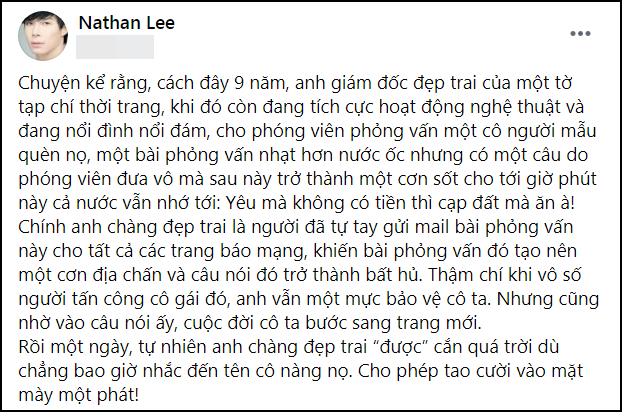 Chán bóng gió, Nathan Lee chỉ thẳng mặt Ngọc Trinh: Bao giờ mới đến hồi kết? 1 Chán bóng gió, Nathan Lee chỉ thẳng mặt Ngọc Trinh: Bao giờ mới đến hồi kết? 1