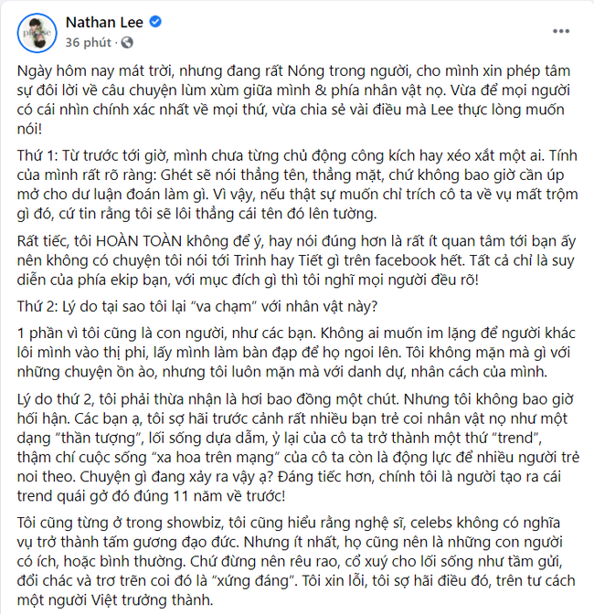 Nathan Lee thừa nhận 'bao đồng' giữa lùm xùm với Ngọc Trinh 1 Nathan Lee thừa nhận 'bao đồng' giữa lùm xùm với Ngọc Trinh 1