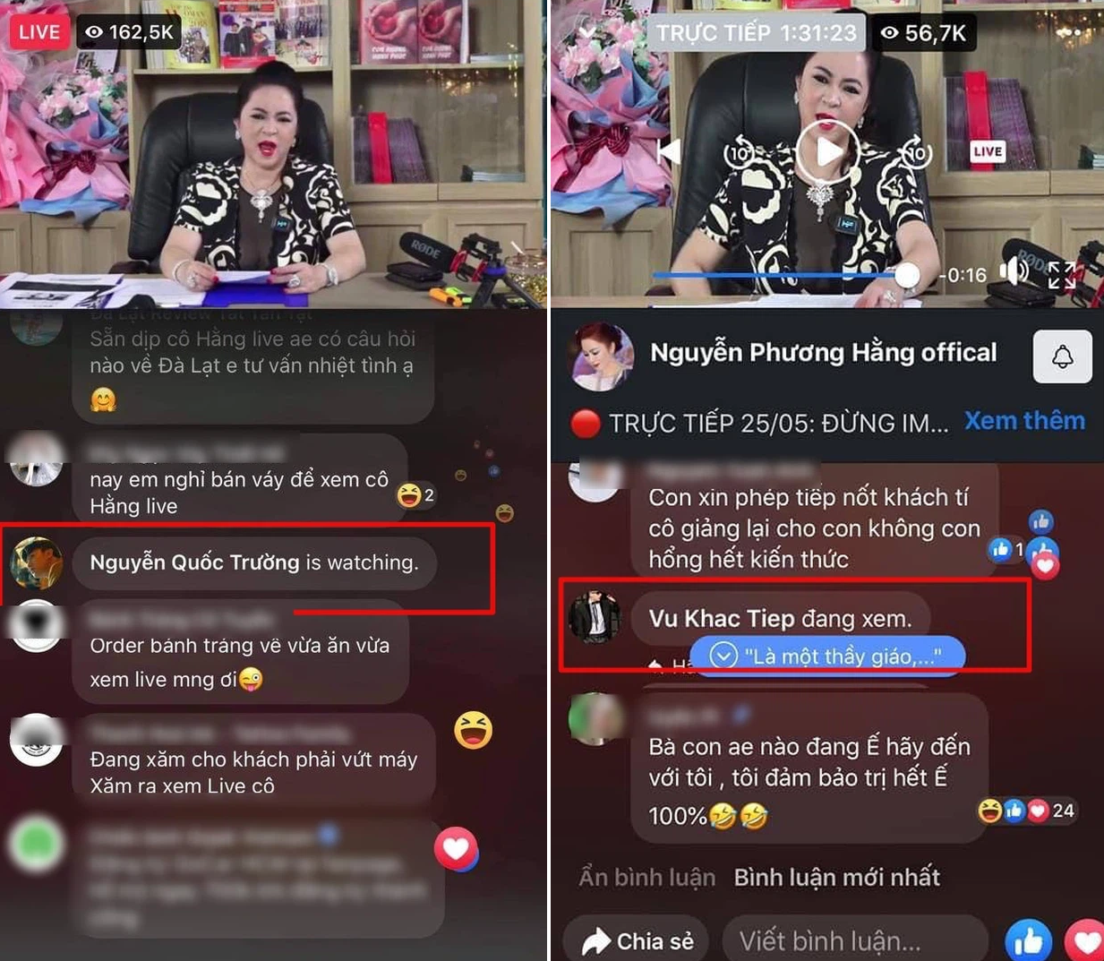 Xuất hiện tài khoản của Quốc Trường vào xem bà Phương Hằng livestream 2 Xuất hiện tài khoản của Quốc Trường vào xem bà Phương Hằng livestream 2