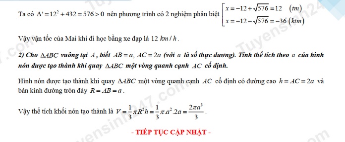 Đáp án môn Toán thi vào lớp 10 của tỉnh Đồng Nai 2021. Ảnh tuyensinh247 Đáp án môn Toán thi vào lớp 10 của tỉnh Đồng Nai 2021. Ảnh tuyensinh247