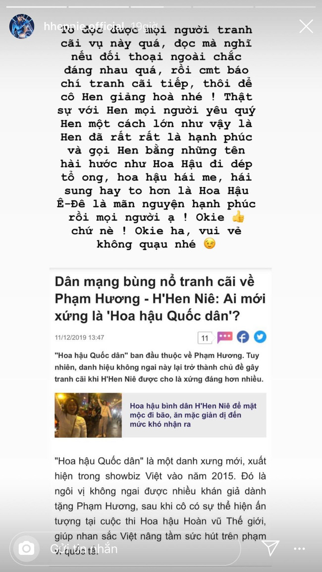 Phản ứng trái chiều của H'Hen Niê và Phạm Hương trước ồn ào Hoa hậu quốc dân 1