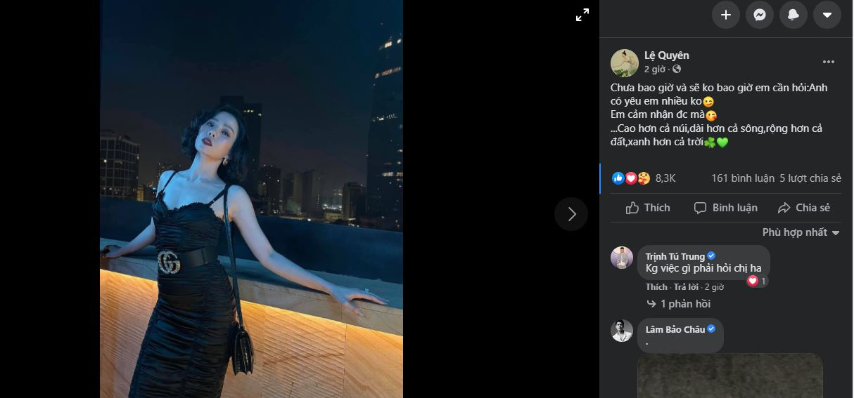 Lệ Quyên thật biết cách cho dân tình ăn 'cẩu lương' hậu công khai ảnh tình tứ cùng tình tin đồn 2 Lệ Quyên thật biết cách cho dân tình ăn 'cẩu lương' hậu công khai ảnh tình tứ cùng tình tin đồn 2