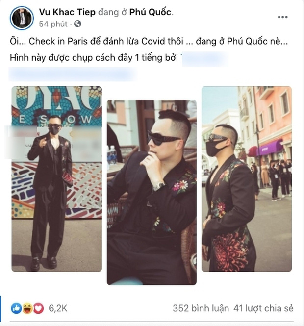 Màn né Covid-19 ở Covid-19 đỉnh cao của Vũ Khắc Tiệp. Ảnh: Facebook Màn né Covid-19 ở Covid-19 đỉnh cao của Vũ Khắc Tiệp. Ảnh: Facebook