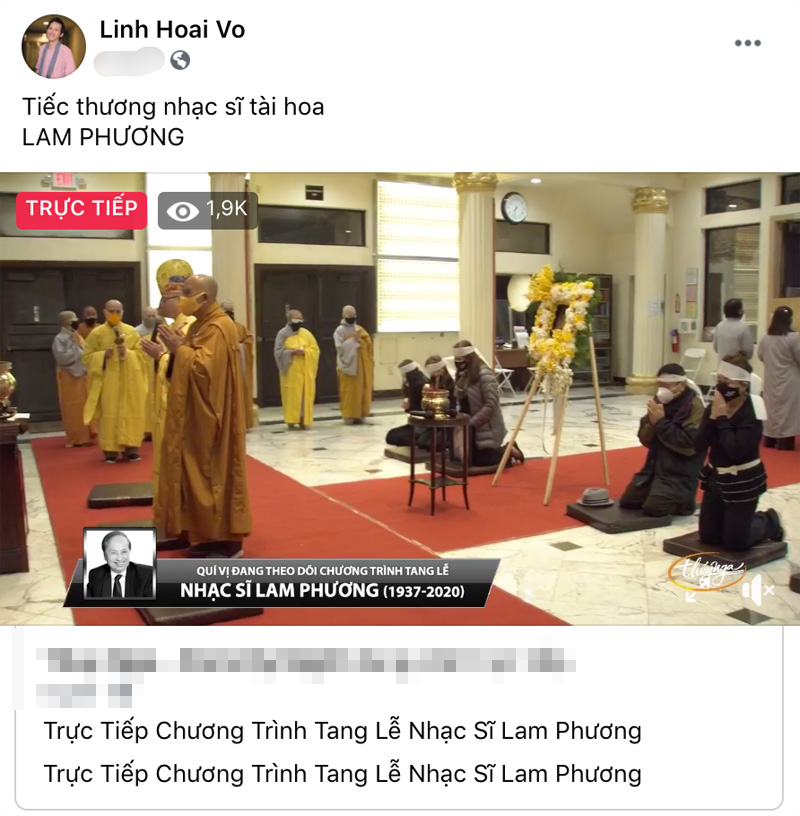 Nghẹn ngào bài thơ tiễn biệt cố nhạc sĩ Lam Phương của NSƯT Hoài Linh 2