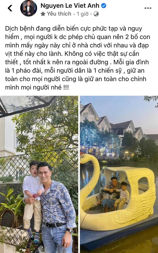 Khoe ảnh đưa con trai đi đạp vịt, Việt Anh liền bị vợ cũ nhắc nhở một câu đầy ẩn ý  1