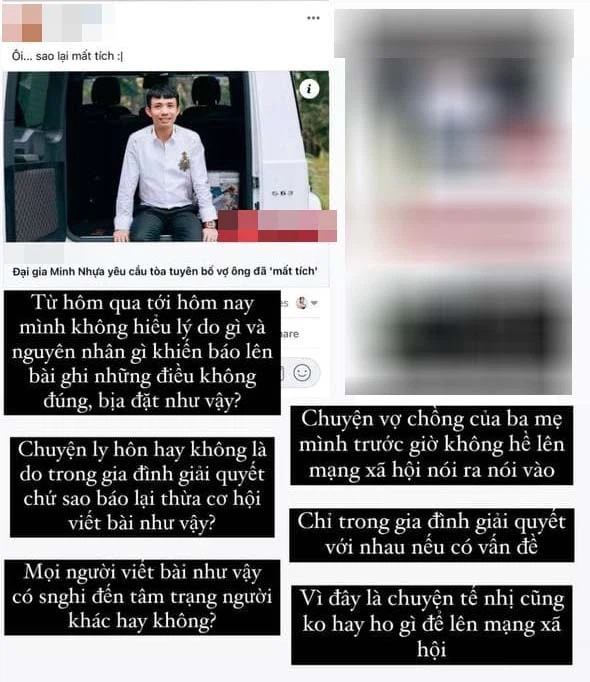 Ái nữ nhà Minh Nhựa bức xúc khi chuyện gia đình bị phơi bày: 'Ô sao lại mất tích?' 1 Ái nữ nhà Minh Nhựa bức xúc khi chuyện gia đình bị phơi bày: 'Ô sao lại mất tích?' 1
