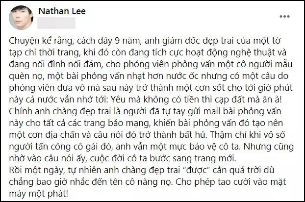 Ca sĩ triệu đô Nathan Lee có động thái mới sau ồn ào mắng Ngọc Trinh 'không cùng đẳng cấp' 1 Ca sĩ triệu đô Nathan Lee có động thái mới sau ồn ào mắng Ngọc Trinh 'không cùng đẳng cấp' 1