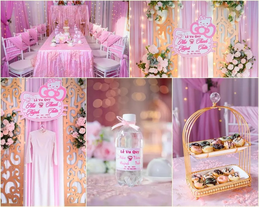 Cuồng màu hồng, cô dâu An Giang trang trí tiệc cưới ngập tràn chú mèo Hello Kitty 4 Cuồng màu hồng, cô dâu An Giang trang trí tiệc cưới ngập tràn chú mèo Hello Kitty 4