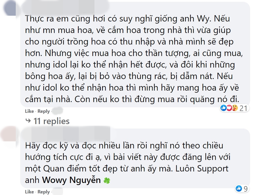 Wowy bị kêu 'làm màu' khi đề nghị mọi người đừng tặng hoa để bảo vệ môi trường 6 Wowy bị kêu 'làm màu' khi đề nghị mọi người đừng tặng hoa để bảo vệ môi trường 6