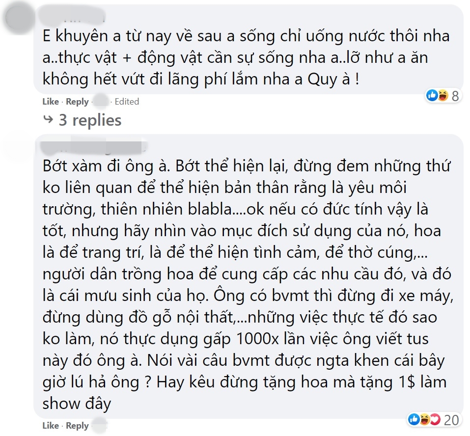 Wowy bị kêu 'làm màu' khi đề nghị mọi người đừng tặng hoa để bảo vệ môi trường 2 Wowy bị kêu 'làm màu' khi đề nghị mọi người đừng tặng hoa để bảo vệ môi trường 2