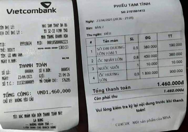 Vụ ốc hương 1,8 triệu đồng/kg: Chủ nhà hàng ở Nha Trang bị xử phạt hơn 10 triệu đồng 2 Vụ ốc hương 1,8 triệu đồng/kg: Chủ nhà hàng ở Nha Trang bị xử phạt hơn 10 triệu đồng 2