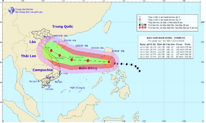 Tin bão mới nhất: Bão Vamco hướng thẳng Hà Tĩnh - Quảng Nam giật cấp 15  1