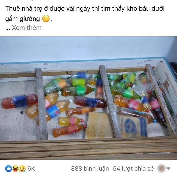 Đi thuê nhà trọ, nữ sinh phát hiện cả 'hầm' nghi nước tiểu đựng trong chai dưới gầm giường 1 Đi thuê nhà trọ, nữ sinh phát hiện cả 'hầm' nghi nước tiểu đựng trong chai dưới gầm giường 1