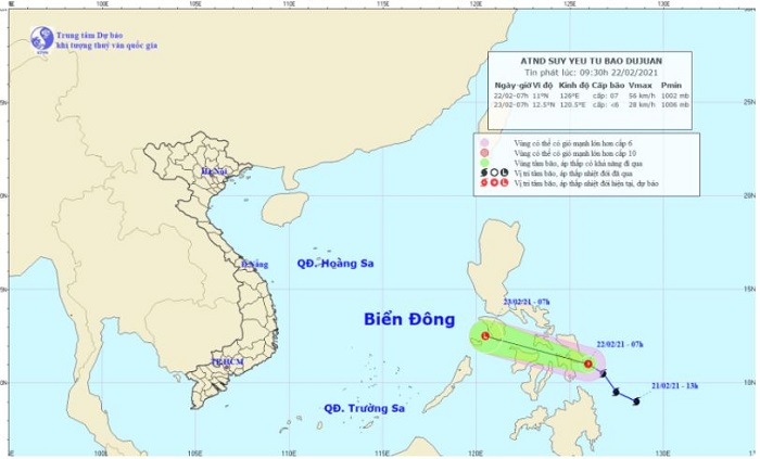 Bản tin dự báo thời tiết đêm nay, ngày mai 22-23/2: Biển Đông xuất hiện áp thấp giật cấp 9 1 Bản tin dự báo thời tiết đêm nay, ngày mai 22-23/2: Biển Đông xuất hiện áp thấp giật cấp 9 1