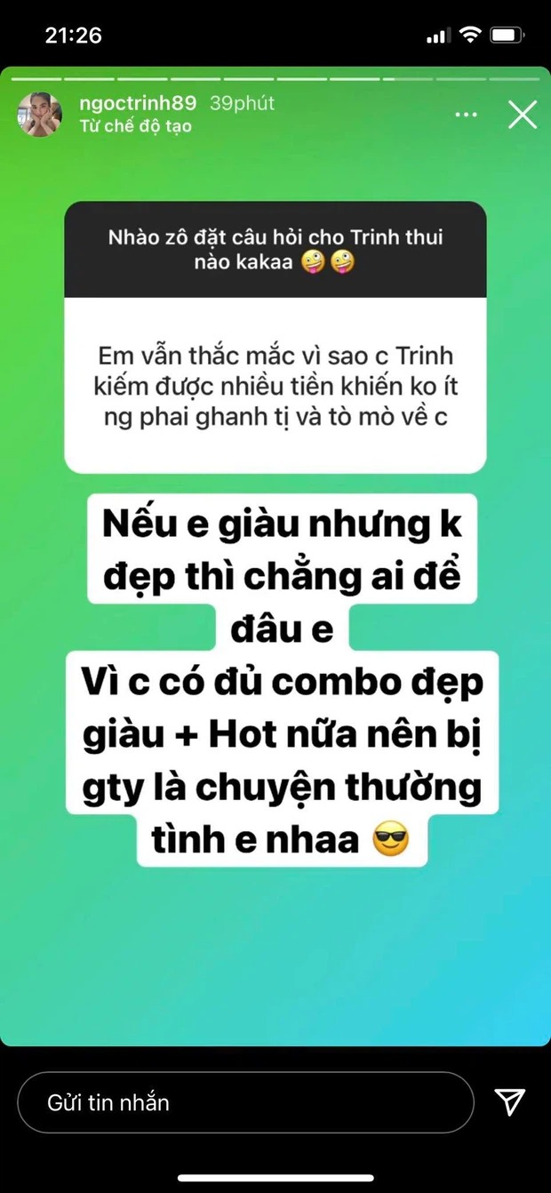 Nửa đêm Ngọc Trinh nổi hứng hỏi gì đáp nấy, giải đáp loạt câu hỏi tế nhị 7 Nửa đêm Ngọc Trinh nổi hứng hỏi gì đáp nấy, giải đáp loạt câu hỏi tế nhị 7