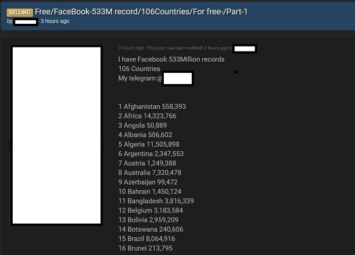 Ít nhất 500 triệu tài khoản Facebook đã bị rò rỉ thông tin cá nhân 1 Ít nhất 500 triệu tài khoản Facebook đã bị rò rỉ thông tin cá nhân 1