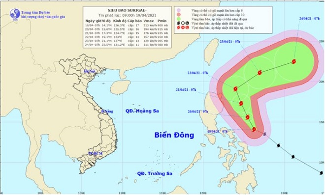 Siêu bão Surigae giật cấp 17 đảo chiều rời xa biển Đông 2 Siêu bão Surigae giật cấp 17 đảo chiều rời xa biển Đông 2