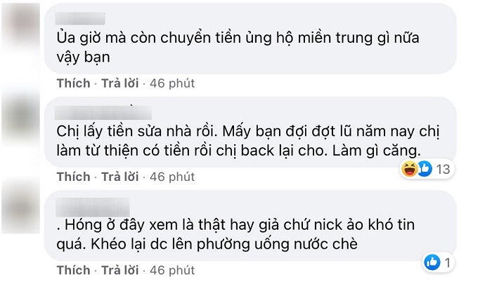 Thủy Tiên bị tố 'nuốt' tiền vì chưa giải quyết vụ chuyển nhầm 30 triệu đồng ủng hộ miền Trung 5 Thủy Tiên bị tố 'nuốt' tiền vì chưa giải quyết vụ chuyển nhầm 30 triệu đồng ủng hộ miền Trung 5