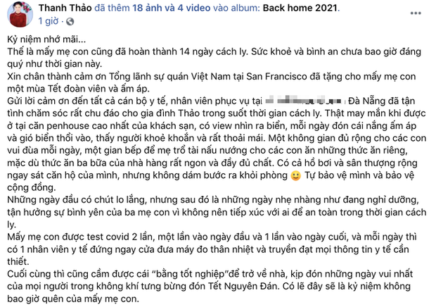 Thanh Thảo cùng con ruột Ngô Kiến Huy hoàn thành cách ly, vui mừng đón Tết Nguyên đán tại Việt Nam 2 Thanh Thảo cùng con ruột Ngô Kiến Huy hoàn thành cách ly, vui mừng đón Tết Nguyên đán tại Việt Nam 2
