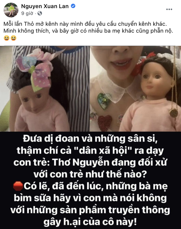 Siêu mẫu Xuân Lan phản ứng gay gắt trước video 'xin vía học hành', khẳng định luôn phản đối con gái xem kênh Thơ Nguyễn 2 Siêu mẫu Xuân Lan phản ứng gay gắt trước video 'xin vía học hành', khẳng định luôn phản đối con gái xem kênh Thơ Nguyễn 2