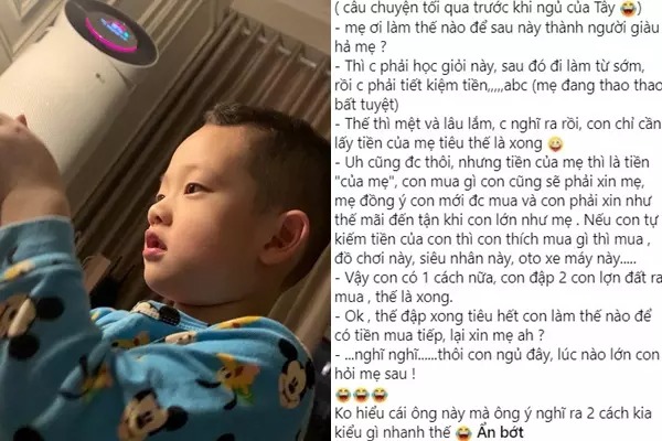Ly Kute và chia sẻ câu chuyện thú vị với con trai. Ảnh: FBNV Ly Kute và chia sẻ câu chuyện thú vị với con trai. Ảnh: FBNV