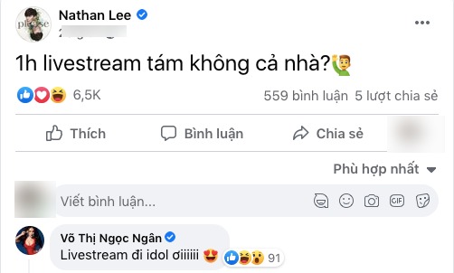 Gọi Nathan Lee là idol, Ngân 98 hết mình ủng hộ đàn anh livestream 'dằn mặt' Ngọc Trinh? 2 Gọi Nathan Lee là idol, Ngân 98 hết mình ủng hộ đàn anh livestream 'dằn mặt' Ngọc Trinh? 2