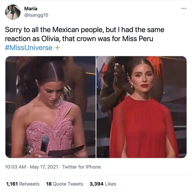 Hoa hậu Hoàn vũ 2012 bất ngờ thành 'thánh meme' thế giới với biểu cảm 'khó ở' sau khi Miss Mexico đăng quang 5
