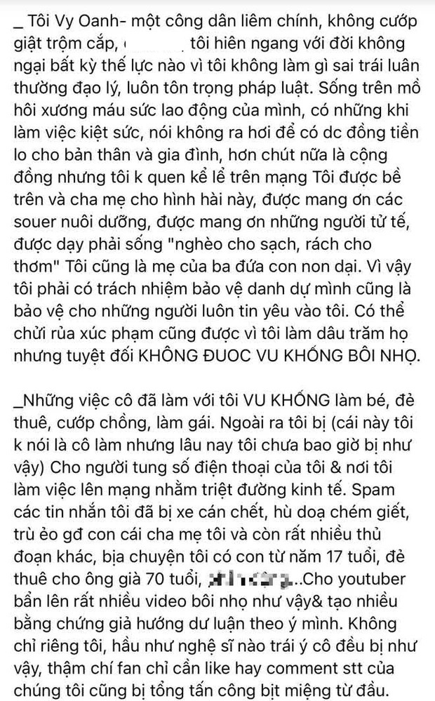 Vy Oanh viết tâm thư dài như sớ, khẳng định bị bà Phương Hằng vu khống nên phải tự vệ 3 Vy Oanh viết tâm thư dài như sớ, khẳng định bị bà Phương Hằng vu khống nên phải tự vệ 3
