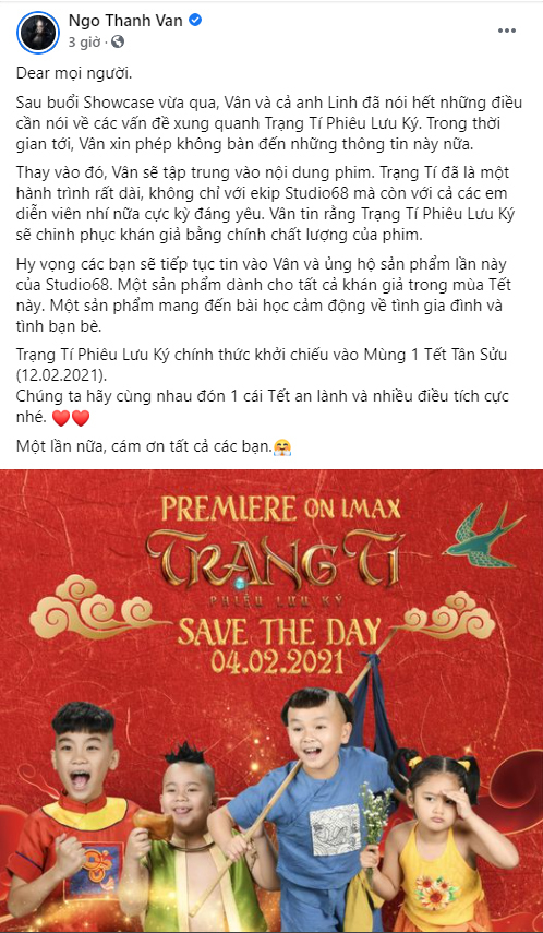 Ngô Thanh Vân gỡ clip ‘gọi bưởi’ bị đánh giá thiếu logic, nguy hiểm của phim Trạng Tí 2 Ngô Thanh Vân gỡ clip ‘gọi bưởi’ bị đánh giá thiếu logic, nguy hiểm của phim Trạng Tí 2