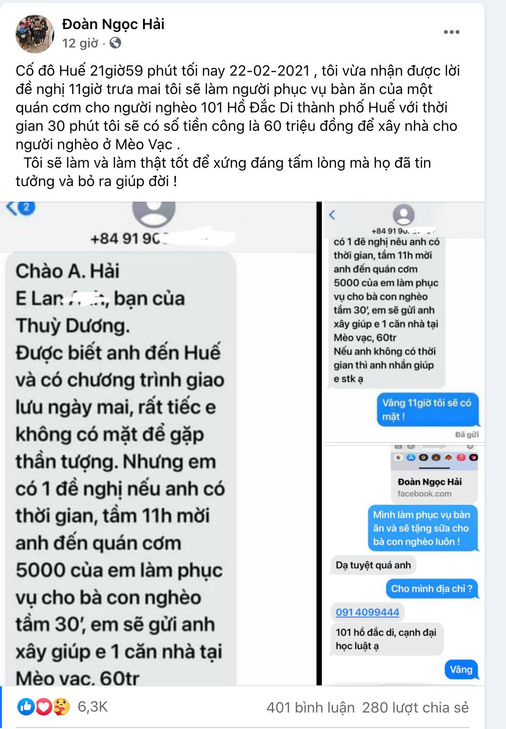 Danh tính vị đại gia chi 60 triệu 'thuê' ông Đoàn Ngọc Hải 30 phút làm bồi bàn phục vụ người nghèo 1 Danh tính vị đại gia chi 60 triệu 'thuê' ông Đoàn Ngọc Hải 30 phút làm bồi bàn phục vụ người nghèo 1