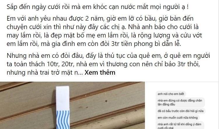 Cô gái bị nhà trai ‘mặc cả’ sính lễ, dè bỉu chỉ vì ‘ăn cơm trước kẻng’ dính bầu 1 Cô gái bị nhà trai ‘mặc cả’ sính lễ, dè bỉu chỉ vì ‘ăn cơm trước kẻng’ dính bầu 1