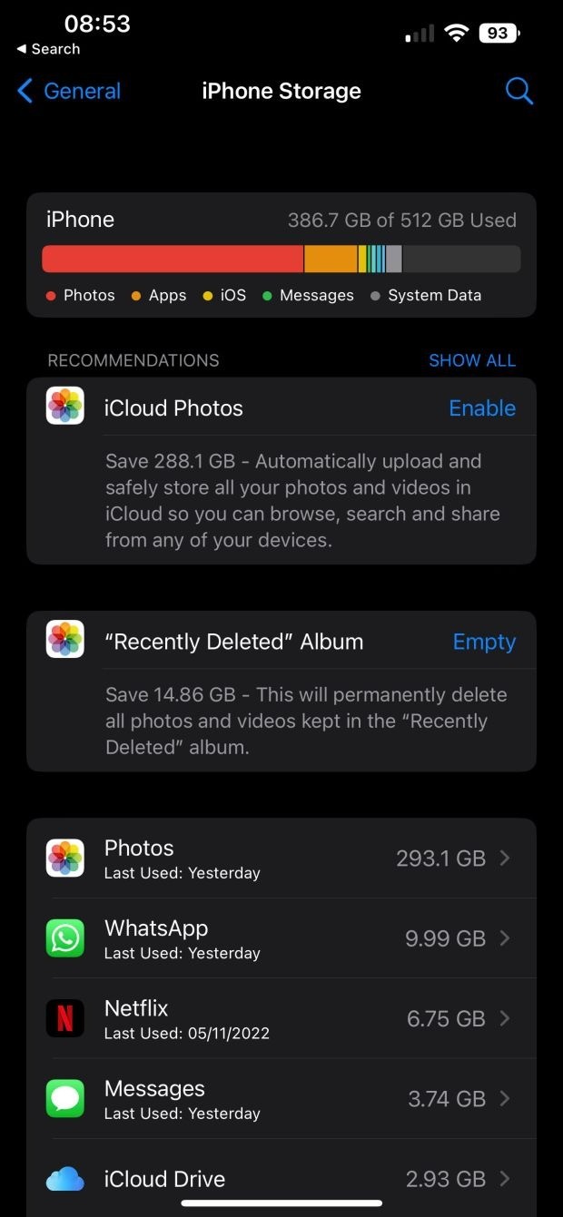 Ảnh, ứng dụng là những thứ chiếm nhiều dung lượng iPhone nhất. Ảnh, ứng dụng là những thứ chiếm nhiều dung lượng iPhone nhất.
