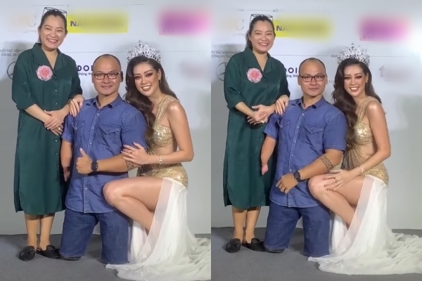 Khánh Vân ghi điểm tuyệt đối với hành động khi chụp ảnh với khách mời khuyết tật 4 Khánh Vân ghi điểm tuyệt đối với hành động khi chụp ảnh với khách mời khuyết tật 4