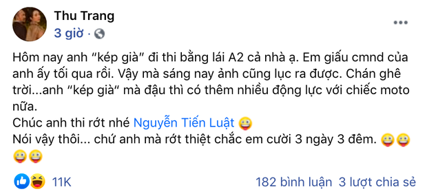 Tiến Luật thi bằng lái xe, Thu Trang lầy lội giấu chứng minh thư nhưng kết quả khiến dân tình hả dạ 1 Tiến Luật thi bằng lái xe, Thu Trang lầy lội giấu chứng minh thư nhưng kết quả khiến dân tình hả dạ 1