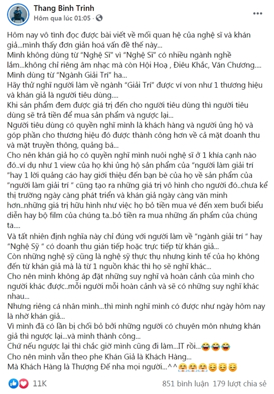 Đức Thịnh nêu quan điểm về chuyện 'khán giả nuôi nghệ sĩ' và nhận được sự ủng hộ nhiệt tình 4 Đức Thịnh nêu quan điểm về chuyện 'khán giả nuôi nghệ sĩ' và nhận được sự ủng hộ nhiệt tình 4