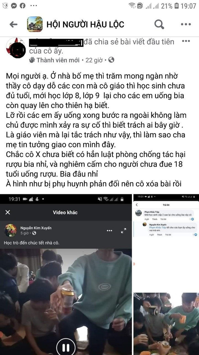 Cô giáo cổ vũ học sinh lớp 9 uống bia, xúi giục 'mua cả két uống cho đã' khiến dư luận phẫn nộ 5 Cô giáo cổ vũ học sinh lớp 9 uống bia, xúi giục 'mua cả két uống cho đã' khiến dư luận phẫn nộ 5