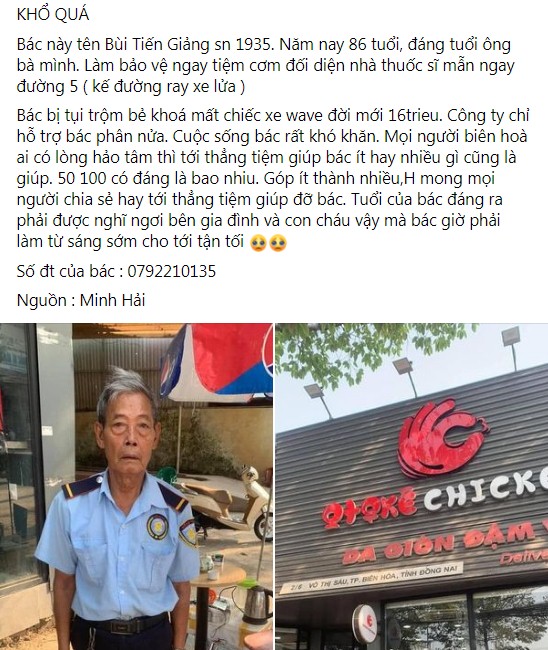 Ấm lòng câu chuyện bác bảo vệ 86 tuổi làm mất xe của khách nên được cộng đồng mạng chung tay giúp đỡ 3 Ấm lòng câu chuyện bác bảo vệ 86 tuổi làm mất xe của khách nên được cộng đồng mạng chung tay giúp đỡ 3