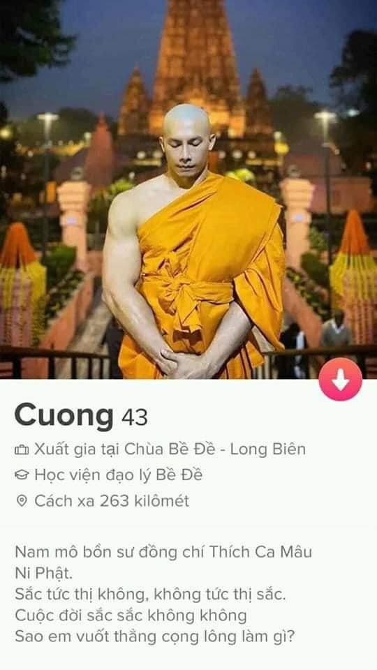 Xuất hiện người tự xưng thầy chùa trên Tinder, buông lời căn dạy tránh xa cám dỗ 1 Xuất hiện người tự xưng thầy chùa trên Tinder, buông lời căn dạy tránh xa cám dỗ 1