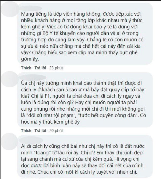 Nữ tiếp viên chê khu cách ly quá nghèo nàn, dùng toàn lời lẽ khiến dân tình ngán ngẩm 3 Nữ tiếp viên chê khu cách ly quá nghèo nàn, dùng toàn lời lẽ khiến dân tình ngán ngẩm 3